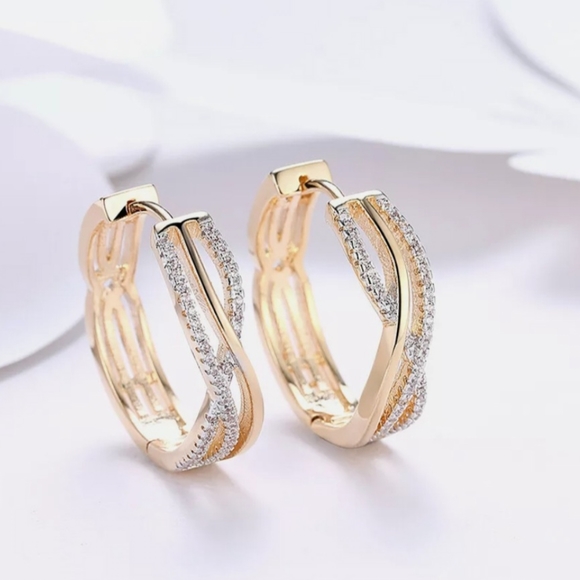 18k GOLD SILVER HOOP EARRINGS >NEW< $110 retail - Picture 5 of 5